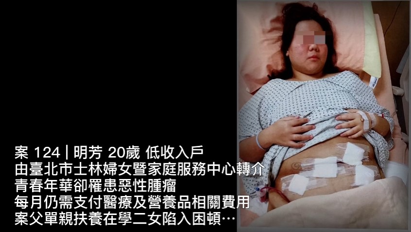【124已結案】青春年華罹惡性腫瘤低收家生活壓力大...(標題圖檔)