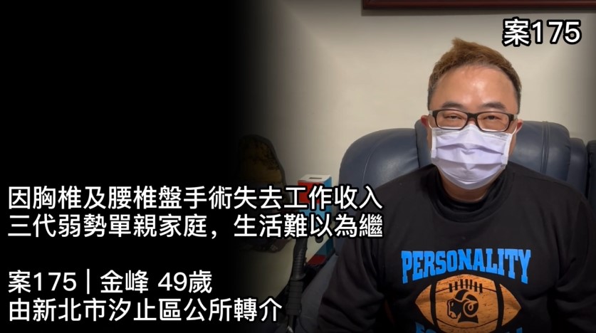 【175已結案】因胸椎及腰椎盤手術失去工作收入，三代弱勢單親家庭，生活難以為繼(標題圖檔)