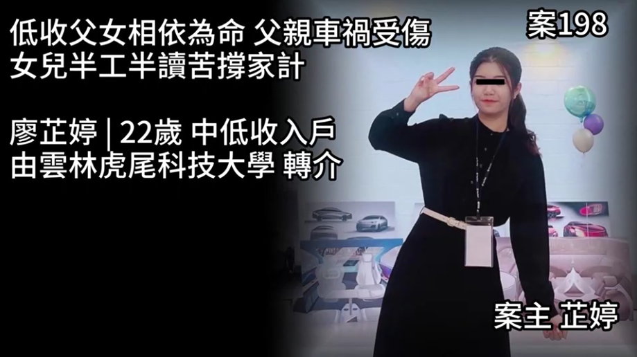 【198已結案】低收父女相依為命父親車禍受傷，女兒半工半讀苦撐家計(標題圖檔)